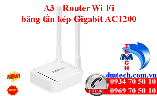 A3 - Mini Router Wi-Fi băng tần kép chuẩn AC1200