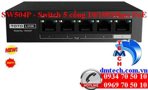 SW504P - Switch PoE 5-Port 10/100Mbps