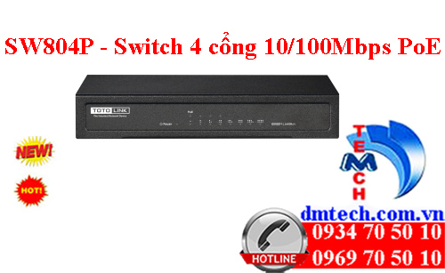 SW804P - Switch 8 cổng 10/100Mbps với 4 cổng PoE